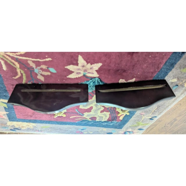 Brass Vintage Chelsea House Polished Brass Laurel Leaves and Wood Decorative Wall Brackets- A Pair For Sale - Image 8 of 9