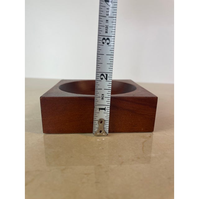 Brown Vintage Studio Craft Modern Teak Cube Catchall / Vide-Poch For Sale - Image 8 of 8