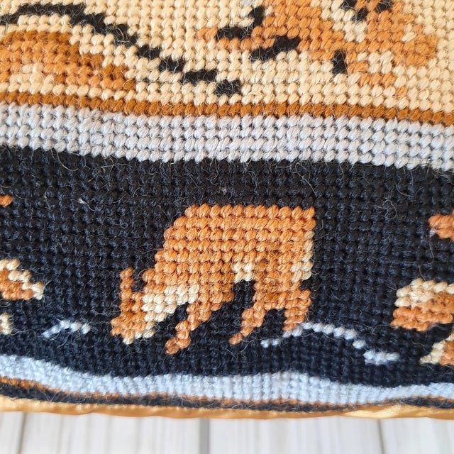 Chinoiserie Gold Bird Needlepoint Silk Pillow Woodlands English For Sale - Image 9 of 10