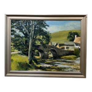 Bridge Over Stream Oil Painting