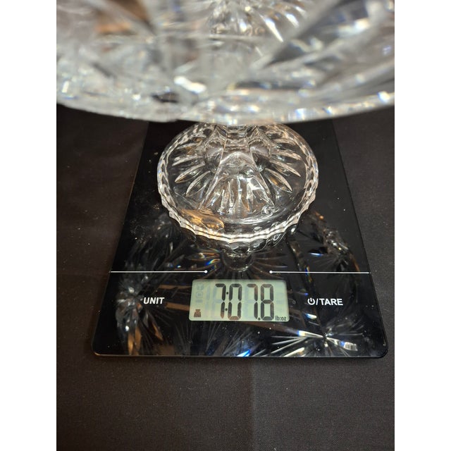 Antique Abp Cut Glass Pedestal Bowl Large 10.75 Centerpiece Compote Pinwheel Hobstar For Sale - Image 13 of 13