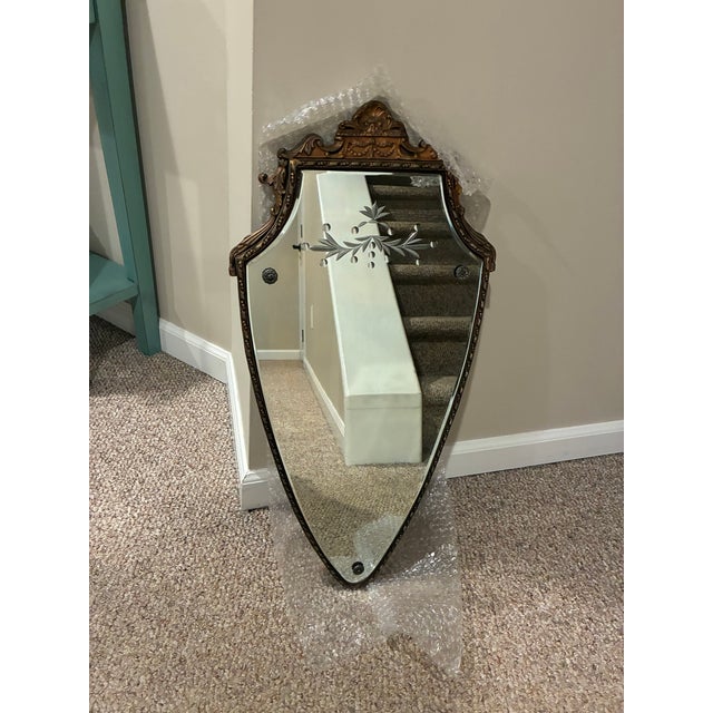 1920s Vintage Art Deco Shield Mirror For Sale - Image 5 of 8