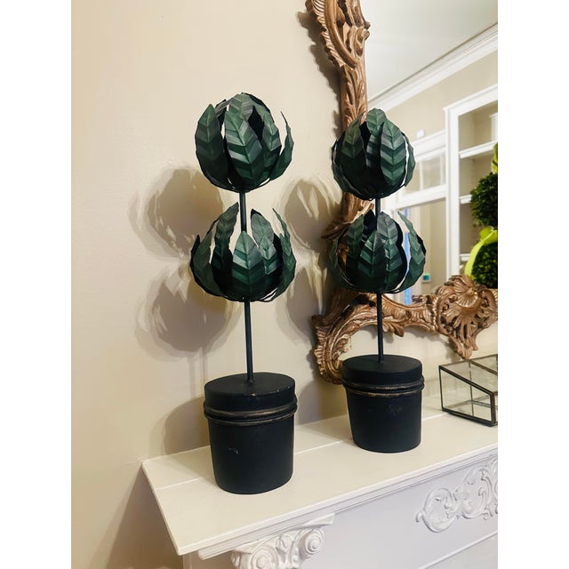 Vintage Tole Topiaries, a Pair For Sale - Image 4 of 8