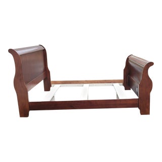 Cherry Queen Size Sleigh Bed With Custom Support Slats For Sale