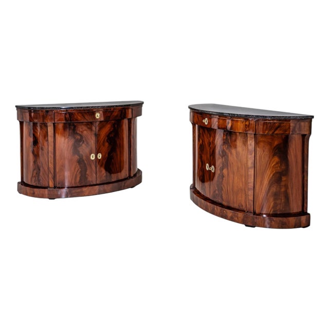 Pair of Demi-Lune Charles X Sideboards, France, circa 1830 For Sale