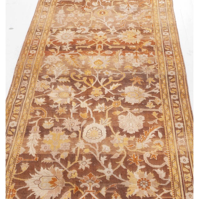 Brown One-of-a-kind Vintage Indian Amritsar Narrow & Long Handmade Wool Runner For Sale - Image 8 of 8