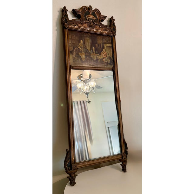 Antique American Victorian Pier Mirror With Figural Genre Scene Panel, Circa 1870–1890 For Sale - Image 9 of 10
