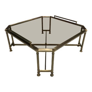 Mastercraft Brass & Glass Coffee Table After Jansen For Sale