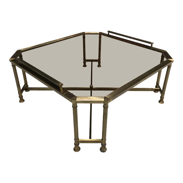 Mastercraft Brass & Glass Coffee Table After Jansen For Sale