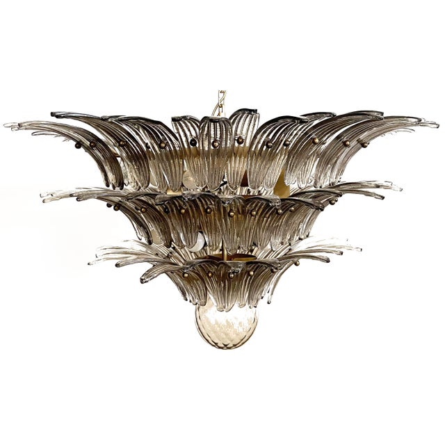 Palmette Ceiling Light with 104 Smoked Glasses, 1980s For Sale - Image 3 of 18