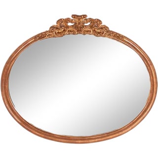 1990s Italian Hand Carved Oval Mirror For Sale