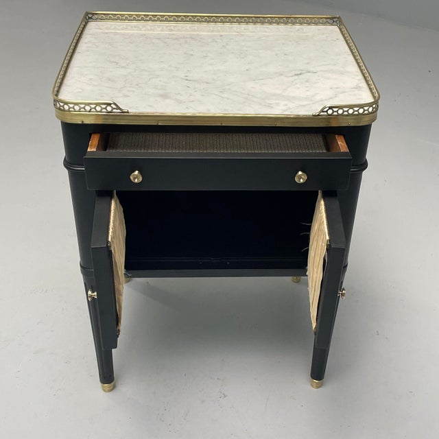 Maison Jansen Style, Hollywood Regency, Nightstands, Ebonized Oak ...