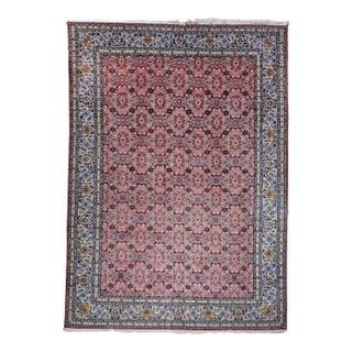Vintage Persian Tabriz Rug, Handwoven Wool, Allover Herati Pattern, Plum & Blue, 7’ X 10’ For Sale