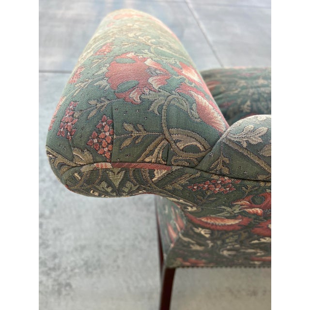 Forest Green William Morris - Style Fabric Mid Century Down Chinese Chippendale Camelback Settee Sofa Couch Georgian Design For Sale - Image 8 of 18
