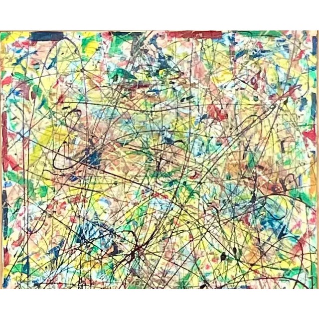 Vintage Abstract Expressionist Painting Signed Lincoln Park For Sale - Image 11 of 12