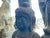24" Distressed Black Brown Cross Legs Peaceful Hands Stone Buddha Statue For Sale - Image 12 of 13