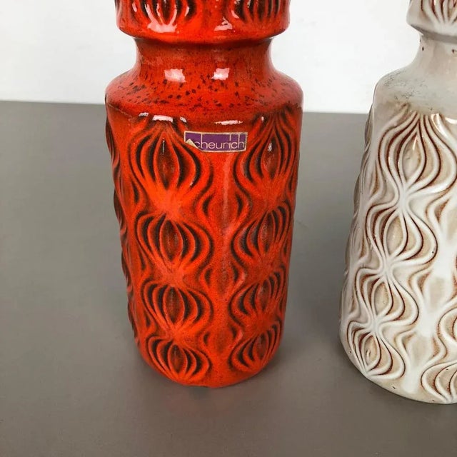 Vintage Pottery Fat Lava Onion Vases from Scheurich, Germany, Set of 2 For Sale - Image 10 of 15