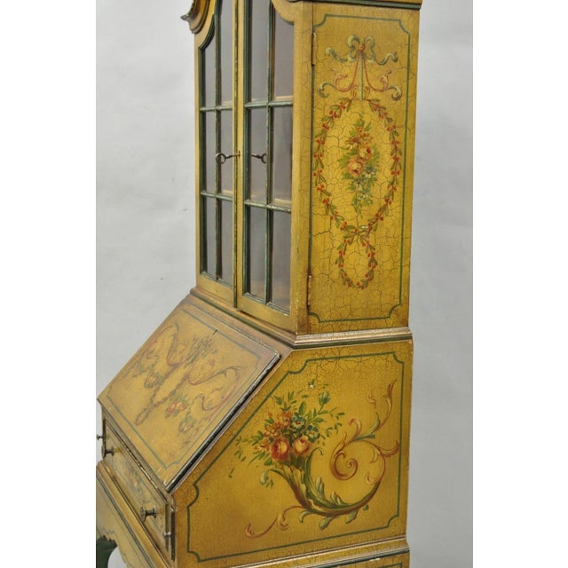 Antique English Adams Style Distress Hand Painted Narrow Secretary Writing Desk For Sale In Philadelphia - Image 6 of 18