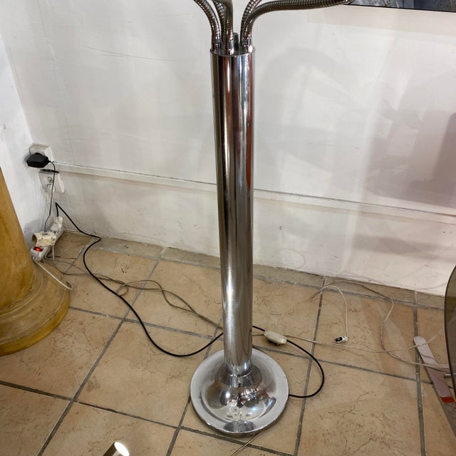 Vintage Chrome Floor Lamp with 5 Globes attributed to Reggiani, Italy, 1970s For Sale - Image 6 of 8