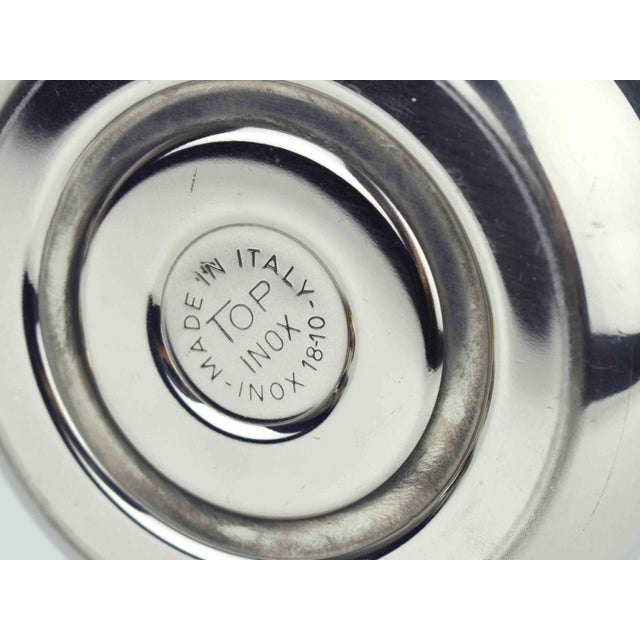 Mid 20th Century Italian Stainless Steel and Gold Espresso Demitasse Cups & Saucers With Moka Pot Serving Set by Inox- 15 Pieces For Sale - Image 11 of 11