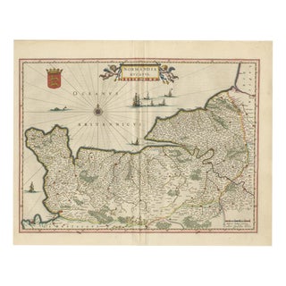 Antique Blaeu Map of Normandia, Amsterdam, 1642 For Sale