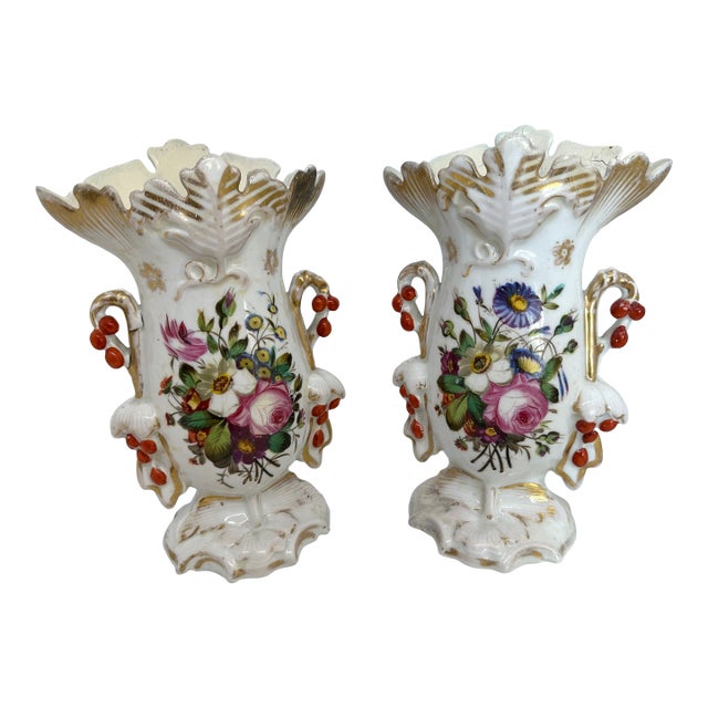 Antique Floral Vase of 2 Designs For Sale