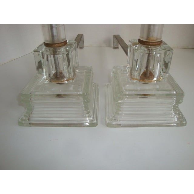 Lucite and Glass Fireplace Andirons Art Deco Hollywood Regency a Pair Chairish
