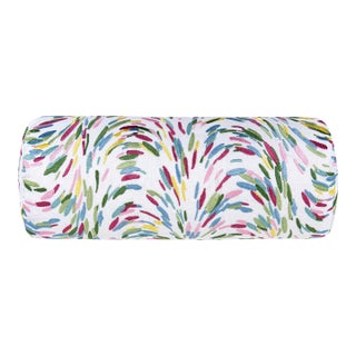 The House Of Scalamandré Fountain Embroidery Bolster Pillow In Printemps For Sale