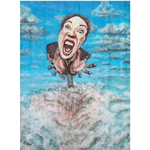 Plaster bas-relief on paper colored in acrylic 33 x 48 cm work signed by the artist and provided with a certificate of...