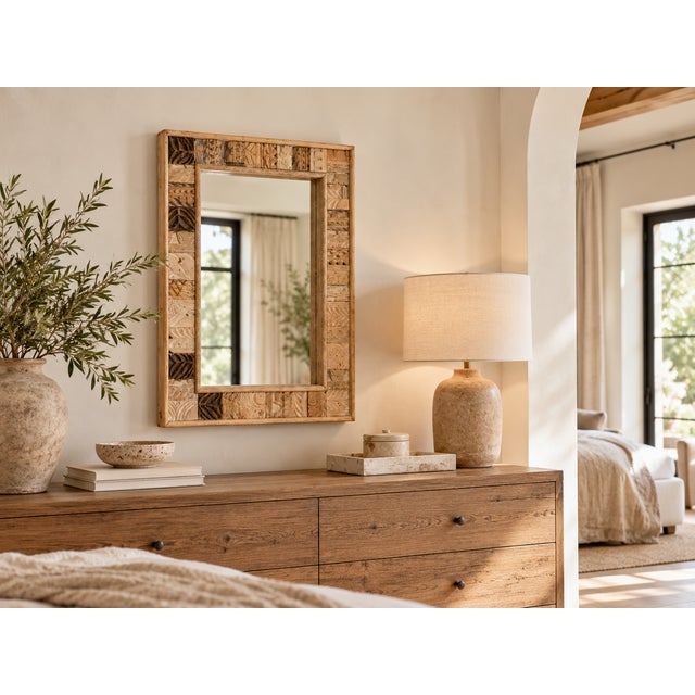 This charming wall mirror brings a touch of rustic farmhouse style to your home. Design and reconstructed by de-cor from a...