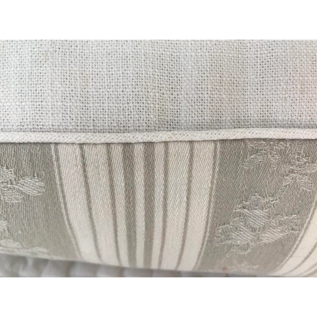 Vintage Gray & White French Cotton/Linen Damask in Jacquared Pattern Pillow For Sale - Image 4 of 8
