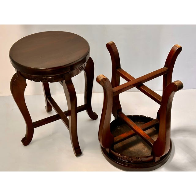 Brown Pair of Antique Chinese Round Stools / Tables , Circa 1900’s For Sale - Image 8 of 10