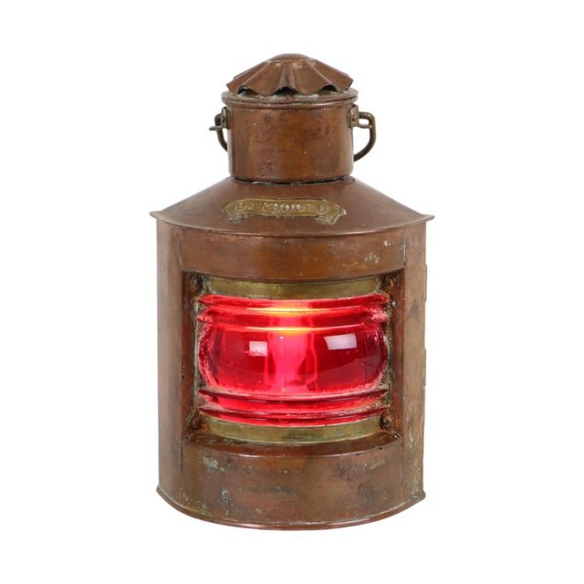 Small DHR Port-Side Maritime Ships Lamp in Copper For Sale - Image 17 of 17