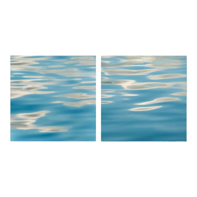 Ocean Art Prints Blue Water Diptych 2 Pc Set 48x24" by Angela Cameron For Sale