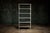 Restoration Hardware 5-shelf industrial bookshelf with white metal frame, weathered wood shelves, and casters. - Five...