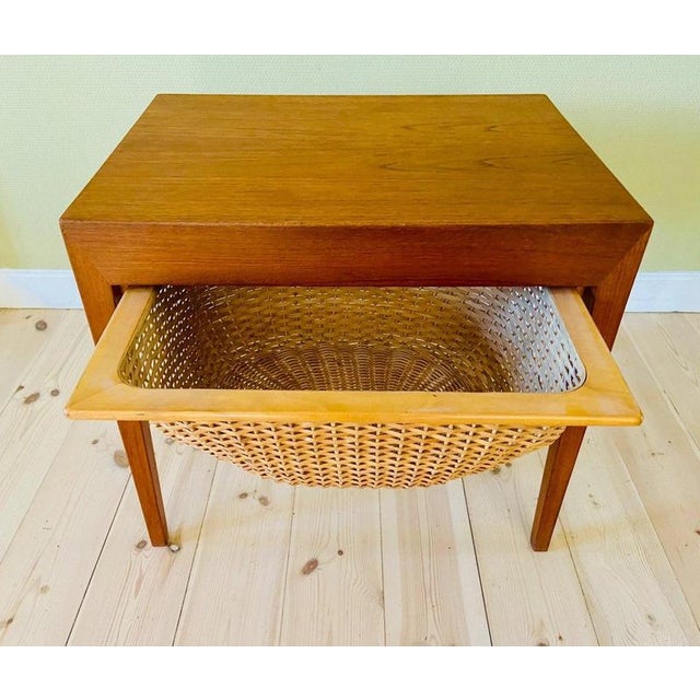 Vintage Danish Teak Sewing Table by Severin Hansen Jr. for Haslev Møbelfabrik, 1960s For Sale - Image 11 of 18