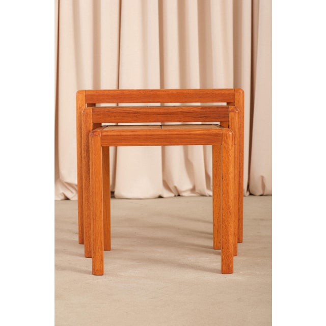Danish Modern Teak Nesting Tables, Ceramic Tile Tops, 1960s Style For Sale - Image 9 of 15