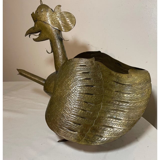 Bronze Antique 1800's Handmade Indonesian Theatre Shadow Puppet Garuda Bird Bronze Lamp For Sale - Image 8 of 15
