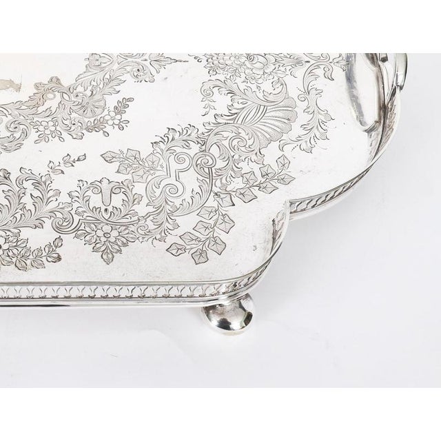19th Century Antique Edwardian Silver-Plated Gallery Tray attributed to James Deakin, 1890s For Sale - Image 5 of 16