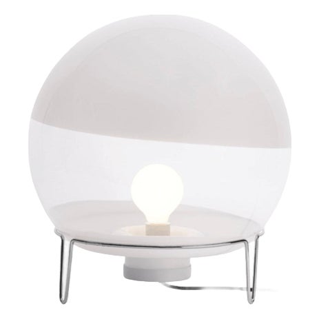 Mid-Century Modern Steel & Glass Sfera Table Lamp by Angelo Mangiarotti For Sale
