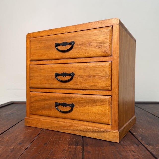 Wood Small Vintage Japanese Chest of 3 Drawers, 1970s For Sale - Image 7 of 9