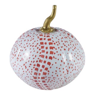 Rusty Red Dot Tole Pumpkin 8" For Sale