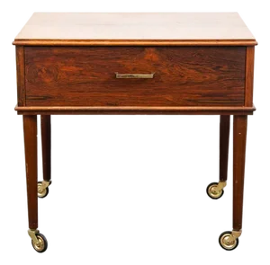 Mid Century Danish Modern Sewing Table Cart Sewing Rosewood Rolling Drawer Craft