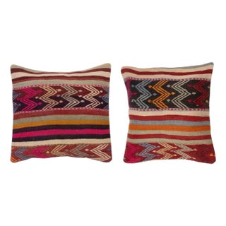 20"x20" SET OF 2 - Hand-Woven Kilim Cushion Covers. A pair of Lace Pillow Covers For Sale
