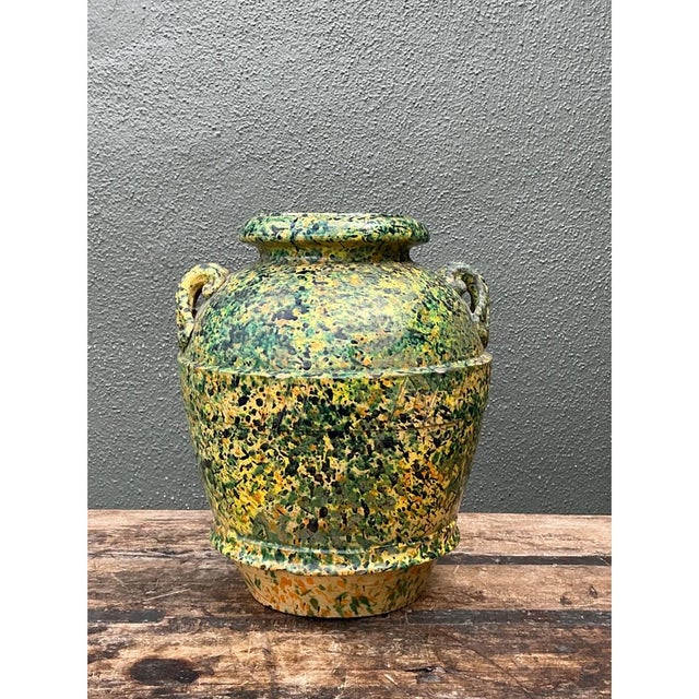 Rustic Vintage Speckled Pottery Vessel For Sale - Image 3 of 12