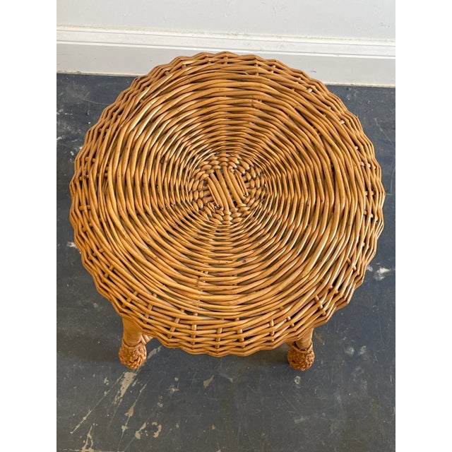 A wicker and bamboo stool/ side table/ plant stand. Made in a French or Italian style. Overall good condition and ready...