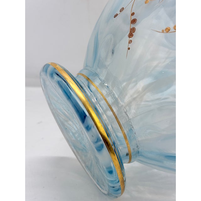 Harrach Bohemian Art Glass Vase, Gilt Butterfly & Floral Enamel C. 1900 For Sale - Image 9 of 11