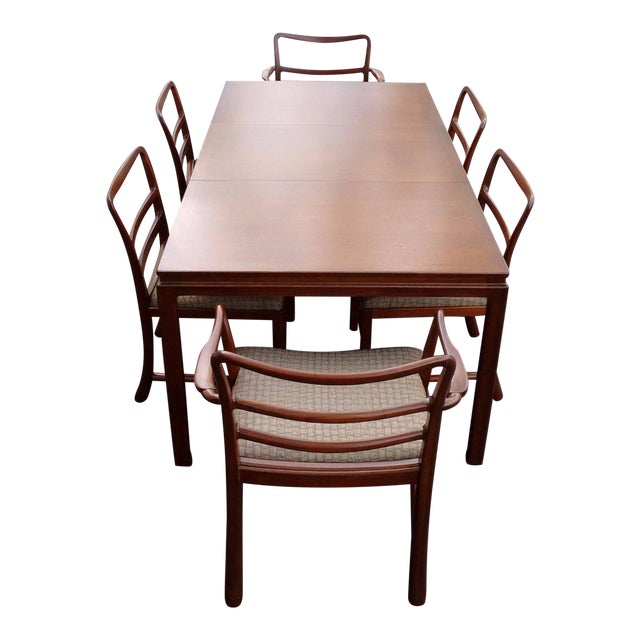 Mid-Century Modern Brown Mahogany Dunbar Extendable Dining ...