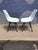 Pair of Eames-Style Molded Fiberglass Dining Chairs with Walnut Dowel Bases DSW An iconic pair of mid-century modern...