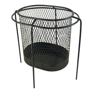 1950s Maurice Duchin Floating Metal Mesh Waste Basket For Sale
